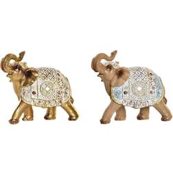 Dkd Home Decor Elefant Harts Multicolour (15,3 x 6,8 x 13,5 cm) (2 antal) Prydnadsfigur