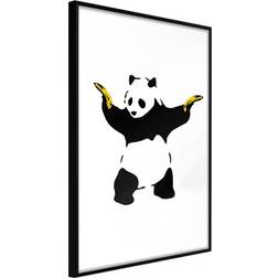 Artgeist med ramme Banksy: Panda With Guns Guld 30x45 Plakat