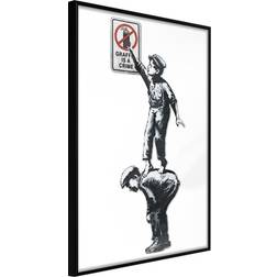 Artgeist med ramme Banksy: Graffiti Is a Crime Sort 30x45 Plakat