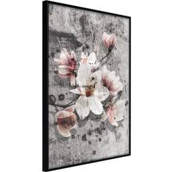 Artgeist med ramme Flowers on Concrete Sort med passepartout 20x30 Billede