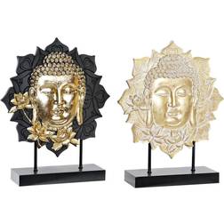 Dkd Home Decor Svart Gyllene Buddha MDF Harts (27 x 8 x 33,5 cm) (2 antal) Prydnadsfigur