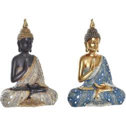 Dkd Home Decor Blå Gyllene Brun Buddha Harts (24 x 12 x 34 cm) (2 antal) Prydnadsfigur