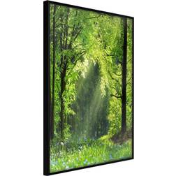 Artgeist med ramme Forest Path Guld med passepartout 30x45 Plakat