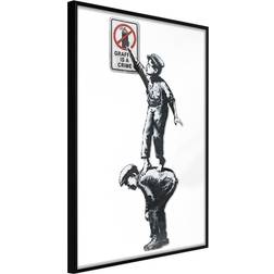 Artgeist med ramme Banksy: Graffiti Is a Crime Guld 20x30 Plakat