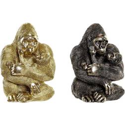 Dkd Home Decor Silvrig Gyllene Harts Gorilla (22 x 23,5 x 31 cm) (2 antal) Prydnadsfigur