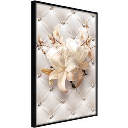 Artgeist med ramme Lilies on Leather Upholstery Sort 20x30 Billede