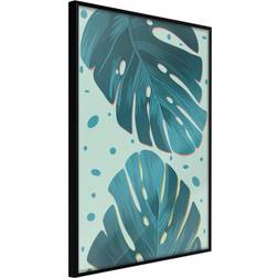 Artgeist Pastel Monstera Leaves Guld med passepartout Poster