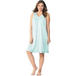 Exquisite Form Womens Exquisite Form Floral Applique Trim Nightgown Azure Mist