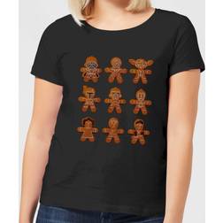 Star Wars Gingerbread Characters Women's Christmas T-Shirt - Black