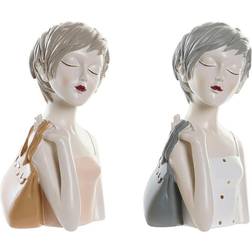 Dkd Home Decor ative Figure Pink White Resin Fashion Girls (15 x 15 x 27,5 cm) (2 Units) Figurine