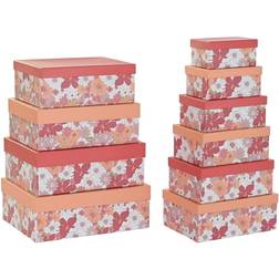 Dkd Home Decor Set of Stackable Organising Boxes Flowers Cardboard Storage Box