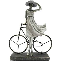 Dkd Home Decor Dekorativ Dame Sølvfarvet Cykel Metal Harpiks (27,5 x 9,5 x 34,5 cm) Dekorationsfigur