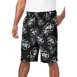 Men's Big & Tall Hibiscus Print Swim Trunks by KS Island in (Size 3XL)