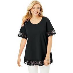 Jessica London Plus Women's Crochet Trim Tunic in (Size 14/16) Long Shirt