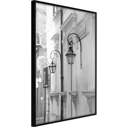 Artgeist med ramme Old Town's Charm Guld med passepartout 30x45 Plakat