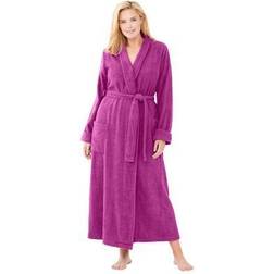 Plus Women's Long Terry Robe by Dreams & Co. in Rich Magenta (Size 3X)