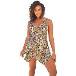 Plus Women's Handkerchief-Hem Two-Piece Swim Dress by Swim 365 in Zebra Foil (Size 26) Swimsuit