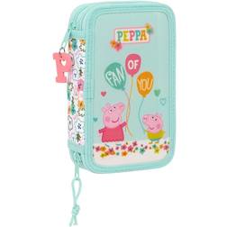 Peppa Pig "Dubbelt pennfodral Cosy corner Ljusblå (28 pcs)