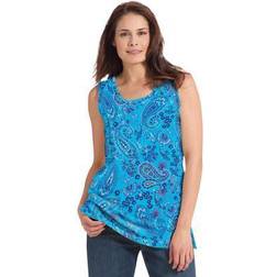 Woman Within Plus Women's Perfect Printed Scoop-Neck Tank in Pretty Paisley (Size 14/16) Top