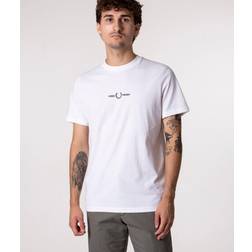 Fred Perry Broderad Grafisk T-shirt - Vit