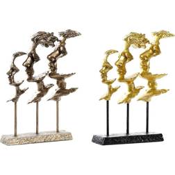 Dkd Home Decor "Prydnadsfigur Ansikte Gyllene Metall Koppar Harts Modern (2 antal) (23 x 7 x 30 cm) Prydnadsfigur