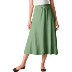 Woman Within Plus Women's 7-Day Knit A-Line Skirt in Sage (Size 6XP)