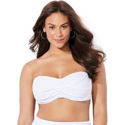 Swimsuits For All Plus Women's Valentine Ruched Bandeau Bikini Top in (Size 18)