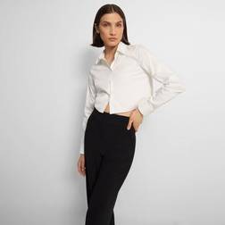 Theory Button-Front Cropped Dress Shirt