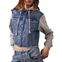 Free People Throwback Denim Jacket Deep Sea