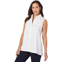 Jessica London Plus Women's Poplin Button-Front Blouse in (Size W)