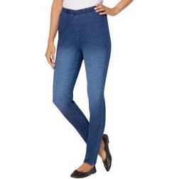 Woman Within Plus Women's Fineline Denim Jegging in Stonewash Sanded (Size WP)