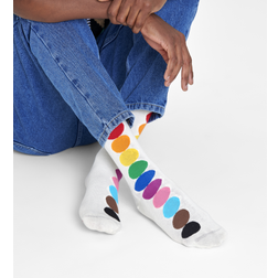 Happy Socks Pride Dot Sock Wit met Gekleurd Patroon Katoen - Maat 41/46