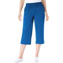 Woman Within Plus Women's Elastic-Waist Knit Capri Pant in Bright Cobalt (Size 5X)