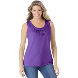 Woman Within Plus Women's Beaded tank top in Radiant (Size 2X)