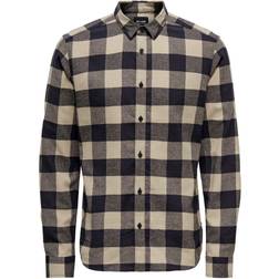 Only & Sons Gudmund Overhemd Navy/Lichtbruin