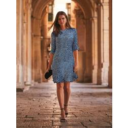 Sosandar Sosandar Abstract Spot Shift Dress, Blue/White