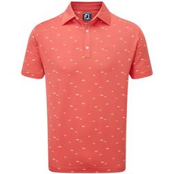 FootJoy 2022 School of Fish Print Lisle Polo Coral