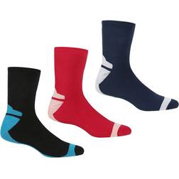 Regatta Pack Of Outdoor Lifestyle Socks Black/Pink