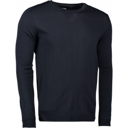 ID stickad pullover V-ringad, Marinblå