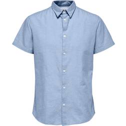 Selected Hemd New Linen - Blau