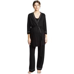 Cosabella Bella 3 Piece Pajama Set - Black/Ivory