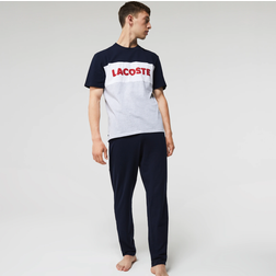 Lacoste Ensemble de Pyjama Long Coton Taille Gris Chine/bleu Marine/blanc/rouge