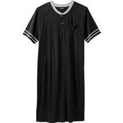 KingSize Short Sleeve Henley Nightshirt - Black