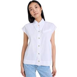 Ganni Vneck Shirt Kvinde Langærmede Skjorter - Bright White