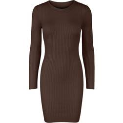 Pieces Crista LS O-Neck Knit Dress Chicory Coffee