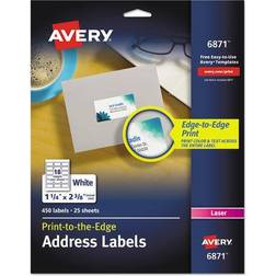 Avery 6871 1 1/4" x 2 3/8" White Print-to-the-Edge Address Labels 450/Pack