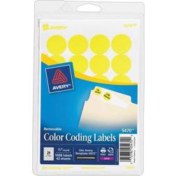 Avery 5470 3/4" Neon Yellow Round Removable Write-On Printable Labels 1008/Pack