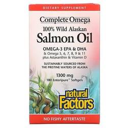 Natural Factors 100% Wild Alaskan Salmon Oil 1300 mg 180 Enteripure Softgels