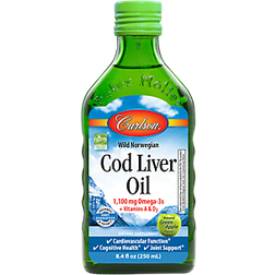 Carlson Labs Cod Liver Oil 1100 Mg Omega-3s Liquid Green Apple, 8.4 Oz