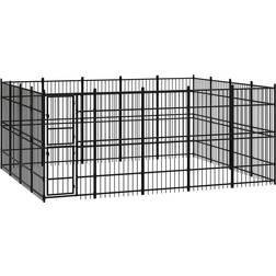 vidaXL Outdoor Dog Kennel Steel 18.43 mÂ²